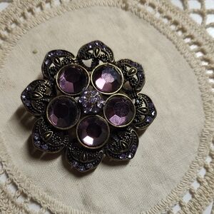 Elegant Purple Floral Brooch